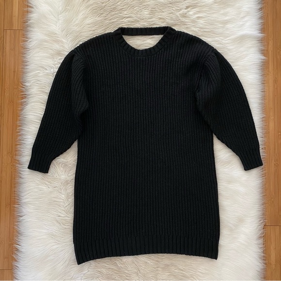 Eloquii Black Knit Open Back Puff Sleeve Sweater Dress 18/20 - Picture 2 of 10